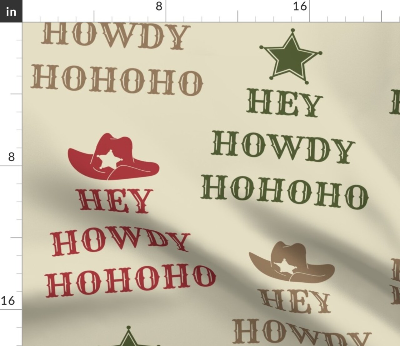 Western Christmas Cowboy Custom Printed Fabric by Spoonflower Various Fabrics by the Yard or Fat Quarter
